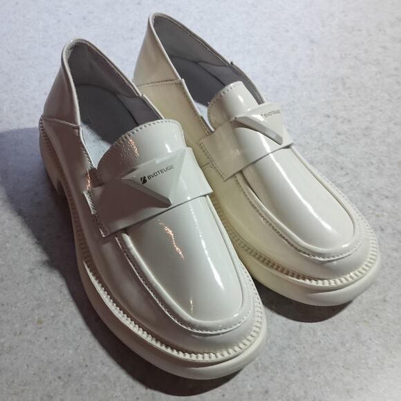 Bvoteuge Cream Patent Loafer Shoes 7.5 Minimalist Quietlux Dress Classic Career - Picture 9 of 9